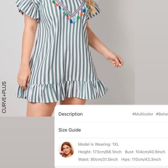 Tassel Trim Ruffle Hem Boho Beach Dress/Cover Up - Picture 4 of 4